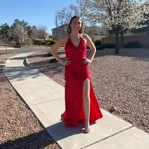 Red prom dress with slit!